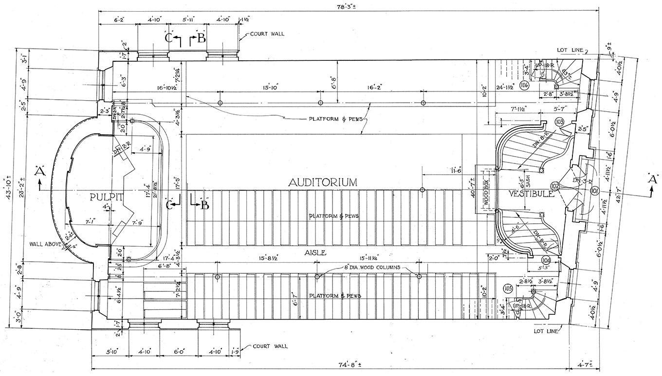 Floor plan of sanctuary