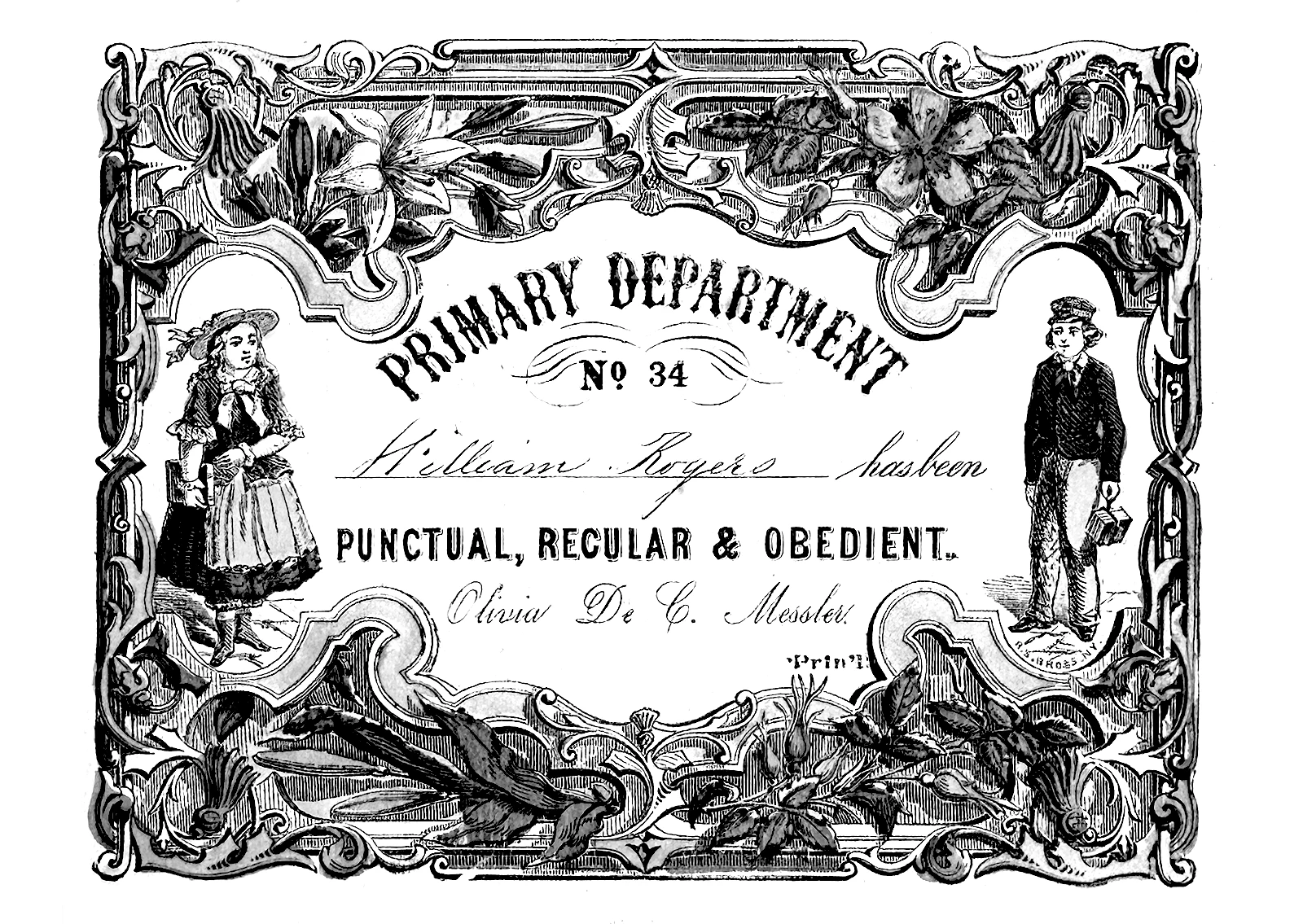 Historical image of Sunday School certificate